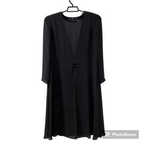 VINTAGE Tsantilis Brown Sheer Lined Round Neck Long Sleeve Midi Dress Sz LG/XL